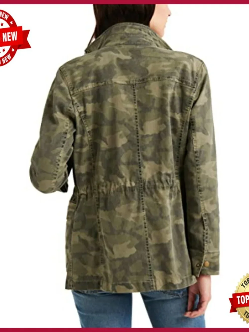 Long Sleeve Utility Jacket with Button Closure and Pockets - Picture 2 of 4